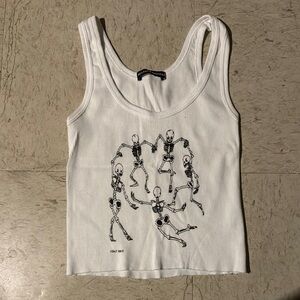 White Skeleton Print Tank Top